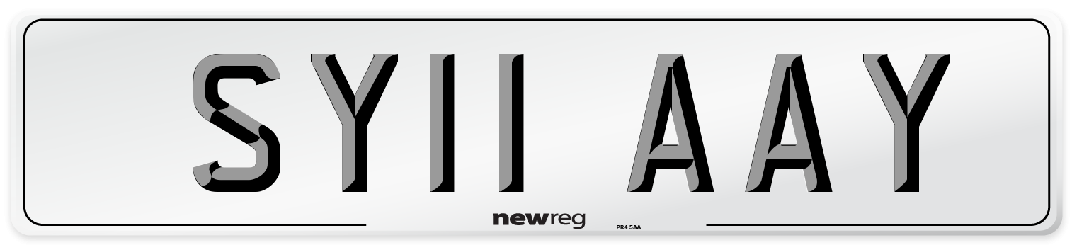 SY11 AAY Number Plate from New Reg